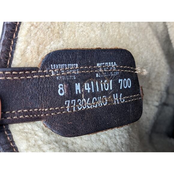 FRYE Shearling Buckle Harness Leather Brown Square Toe Boots 8 - Picture 5 of 9